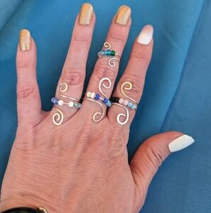 Handmade anxiety Ring fidget worry adjustable glass seed beads